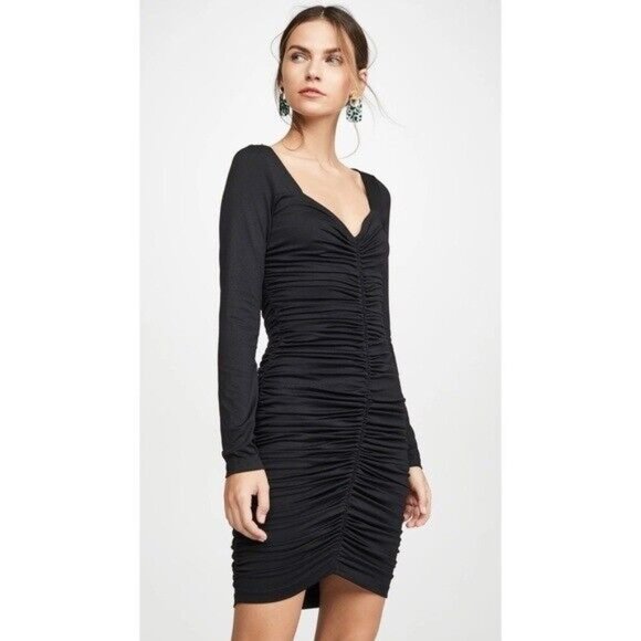 Susana Monaco Ruched Bodycon Dress v neck - Picture 1 of 3